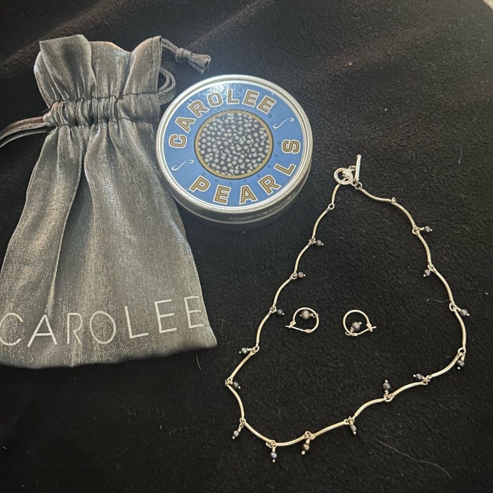 Carolee Silver Pearl Necklace and Earrings